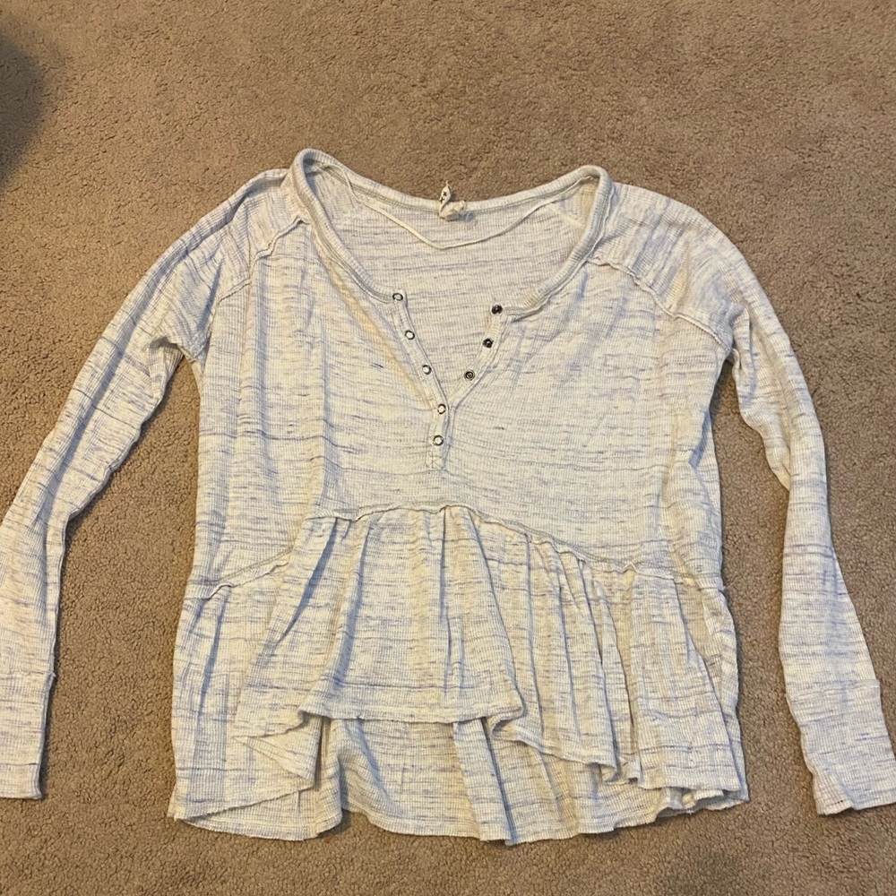 Free People gray/blue waffle knit top
